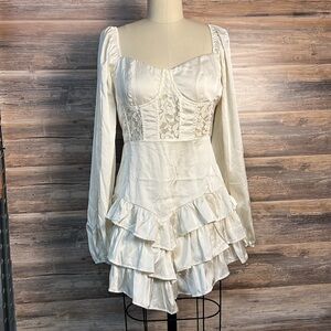 Forever 21 Lace Bodice Peasant Dress in Ivory NWT